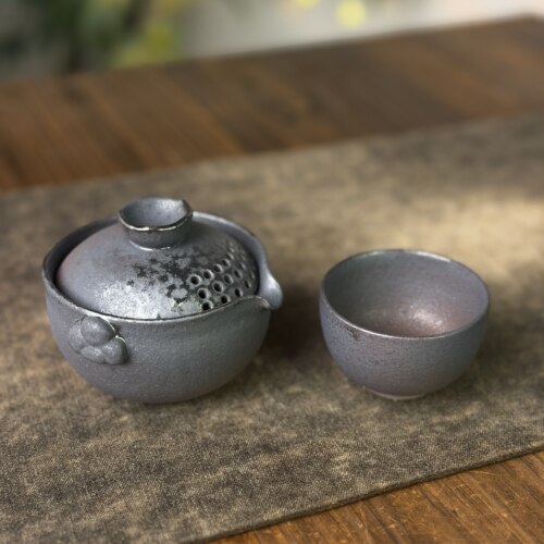 140ml猫爪旅行宝瓶盖碗茶组26号（瓶内鼓包）.杯可套入瓶内 林峰