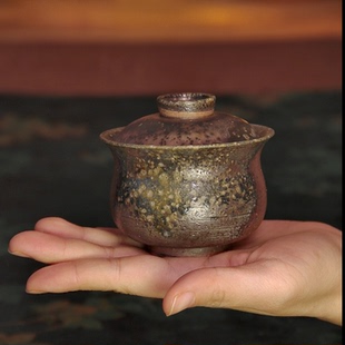 林峰老师 130ml 钱袋子盖碗129号 柴烧盖碗