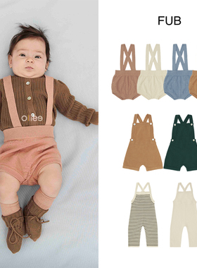 折扣款 现货丹麦 Fub 婴儿男童女童有机棉背带短裤连体衣