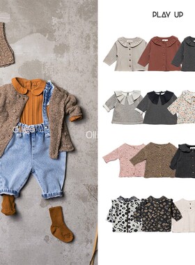 折扣款 现货葡萄牙Play Up 长袖婴儿女童宽松薄棉衬衫上衣
