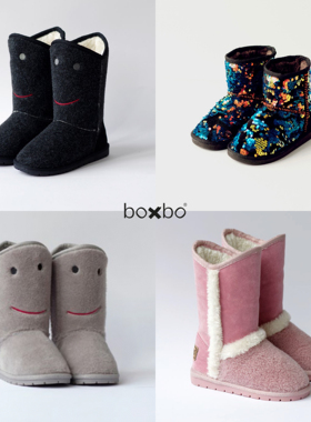 折扣款 现货法国Boxbo 婴儿童宝宝可爱雪地靴亮片粉红色笑脸