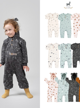 折扣款 现货秘鲁Red Caribou 婴儿新生儿秘鲁棉连体衣按扣爬服