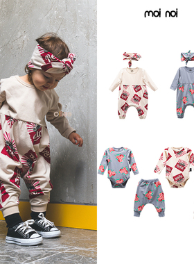 折扣款 现货土耳其Moi Noi 婴儿女童纯棉花色包屁衣连体衣