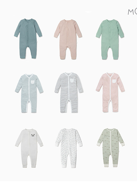 英国baby mori婴儿有机竹棉春秋连体衣爬服合集