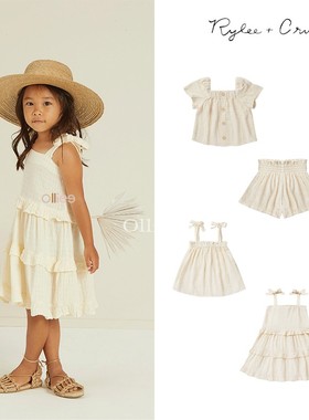 现货美国Rylee CruSS22春夏婴儿女童有机棉短袖连衣裙