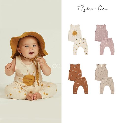 纯棉男童女童无袖T恤长裤