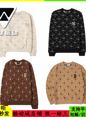 国内现货MLB男女卫衣新款情侣休闲运动服复古老花套头衫3AMTM0134