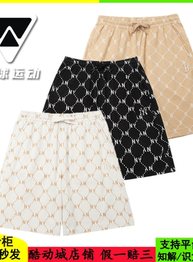 国内现货MLB男女25新款NY老花满标运动宽松休闲五分短裤3ASPM0153