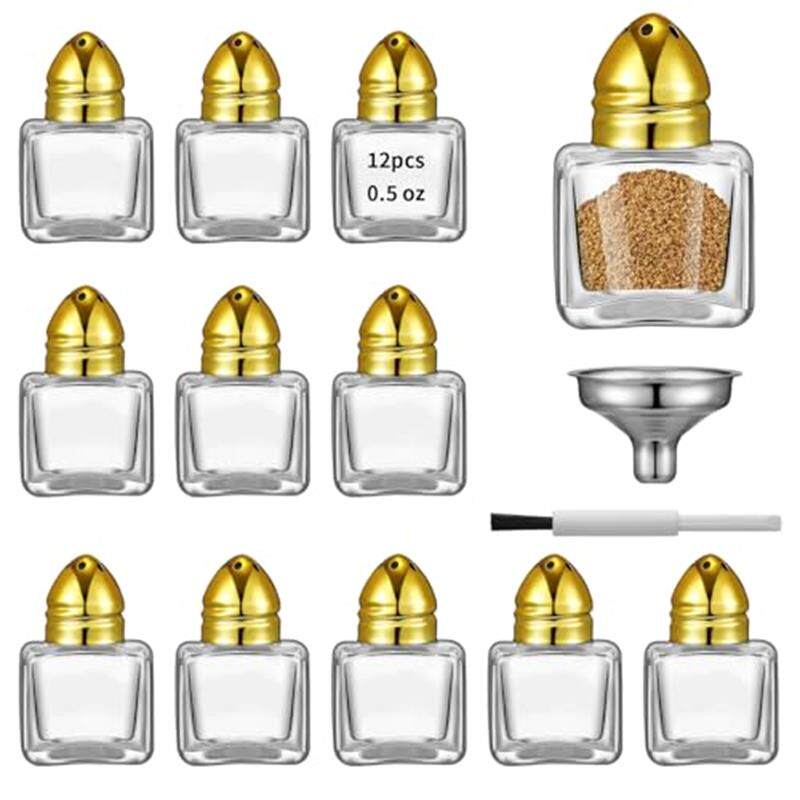 烧烤厨房佐料瓶胡椒粉盐辣椒面分装瓶迷你不锈钢带孔瓶玻璃调料瓶