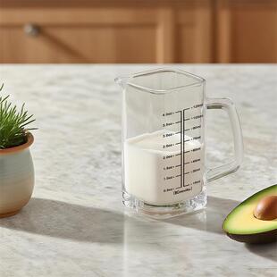 咖啡盎司杯方形意式浓缩咖啡透明玻璃刻度杯120ml杯奶盅玻璃量杯