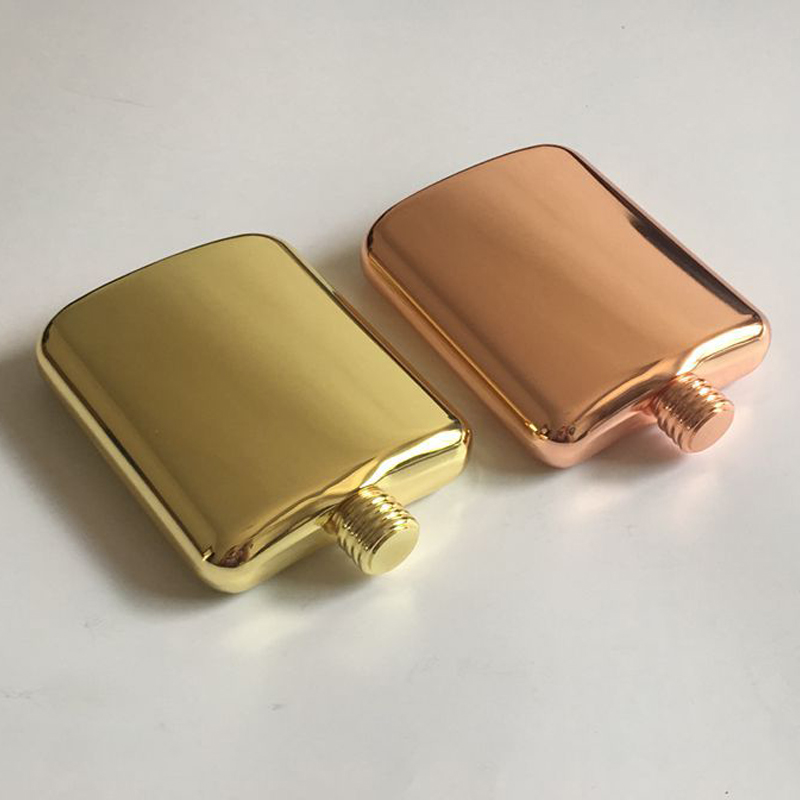 304不锈钢方形酒壶电镀玫瑰金钛金酒壶时尚便携式户外电镀烈酒瓶