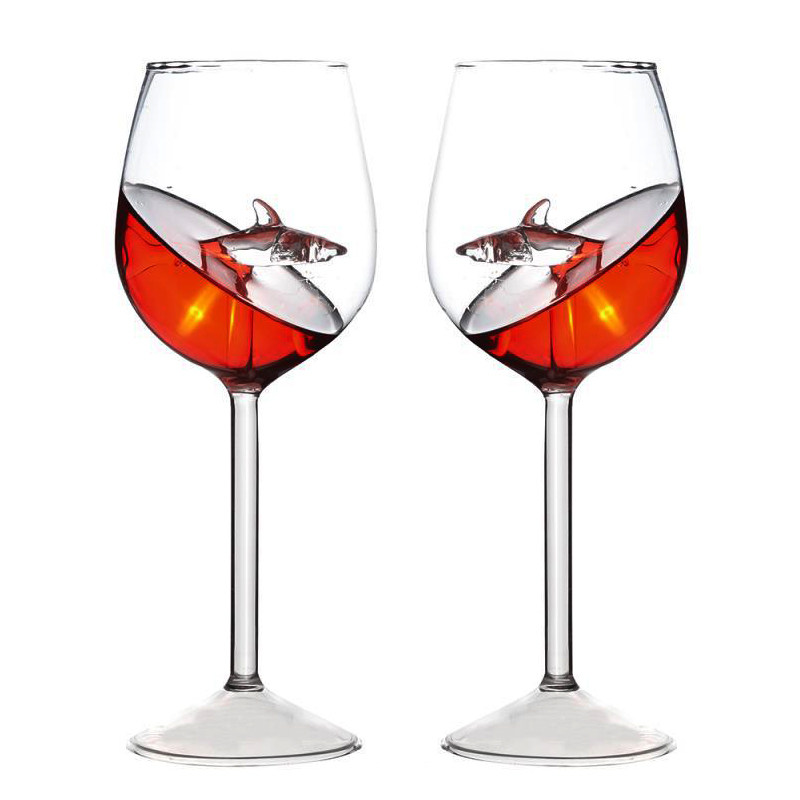 鲨鱼红酒杯葡萄酒杯高脚啤酒杯高脚杯鸡尾酒杯玻璃酒杯红酒酒杯子