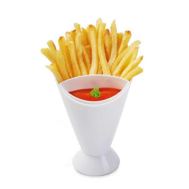 便携创意薯条杯带蘸料容器鸡蛋仔蔬菜沙拉随手杯塑料休闲食品杯子