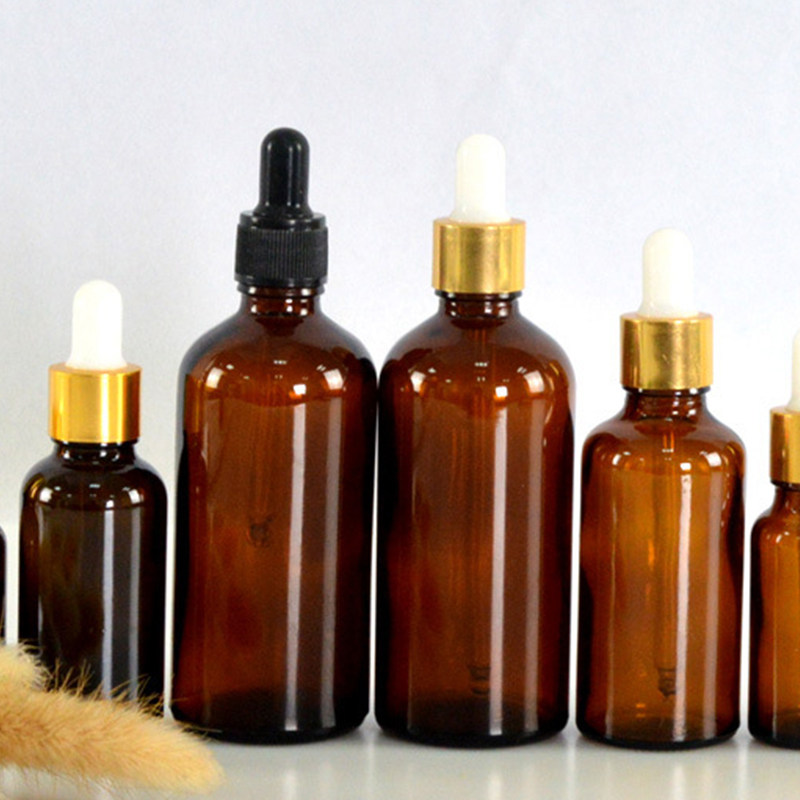 3只装50ML精油瓶棕色滴管瓶香水玻璃试剂瓶女性化妆品精油分装瓶