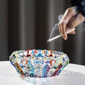 北欧风钻石手绘系列玻璃花瓶甜品高脚杯烟灰缸家用简约沙拉果蔬碗