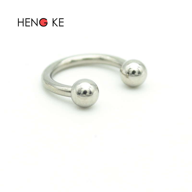 欧美钛钢马蹄环C杆耳钉U形1.6粗耳骨钉唇钉CBR鼻环乳环穿刺饰品女