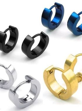 耳钉男士EXO韩版个性黑色时尚耳环耳圈日韩街头潮人学生耳扣一对