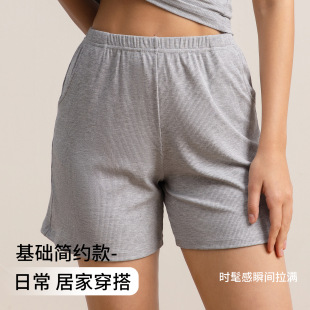 春夏新款休闲外穿带口袋大码胖mm200斤宽松家居裤睡裤三分短裤女