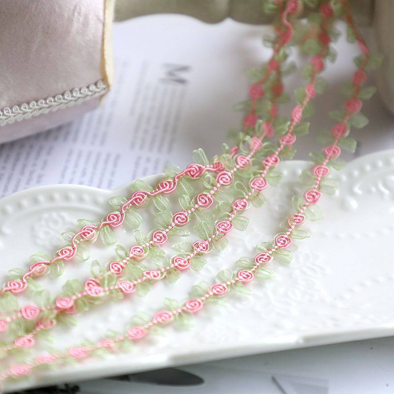 立体粉色蔷薇花朵花边织带民族风花边手工DIY发饰娃衣汉服辅料