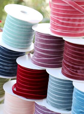 宽1cm天鹅绒植绒带织带蝴蝶结绑带手工服装帽子辅料diy材料配件