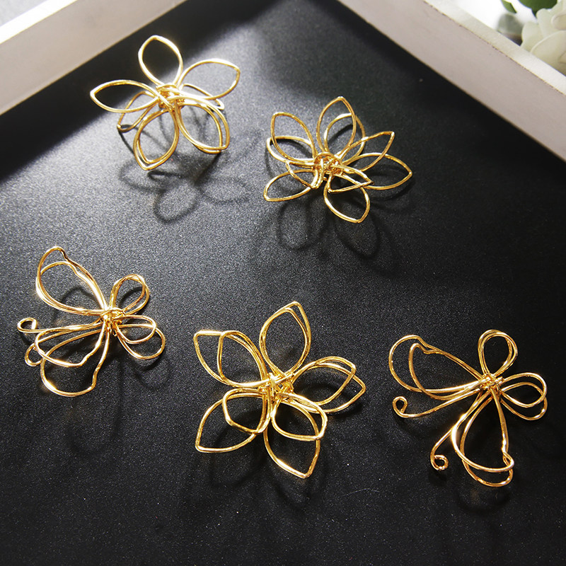 古风发簪汉服步摇新娘头饰diy铁丝花铁质蝴蝶绕线蝴蝶立体花朵