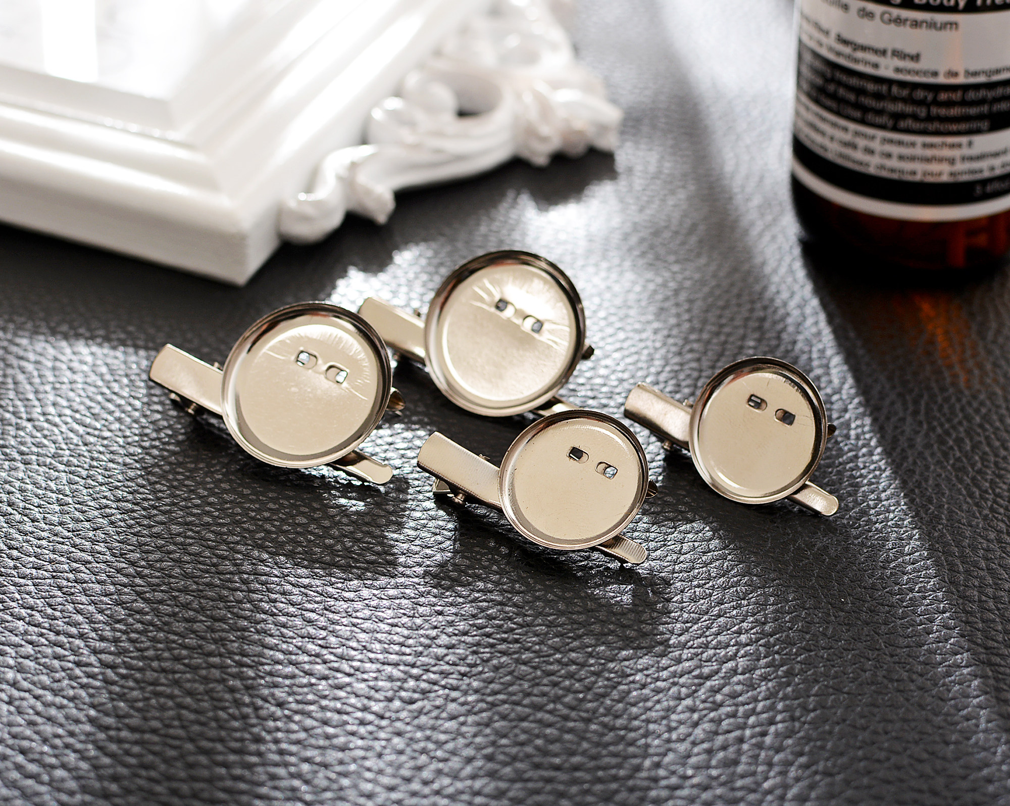 diy饰品配件23mm圆盘发夹胸针发夹托 夹子(铁镀镍)20个(1440)