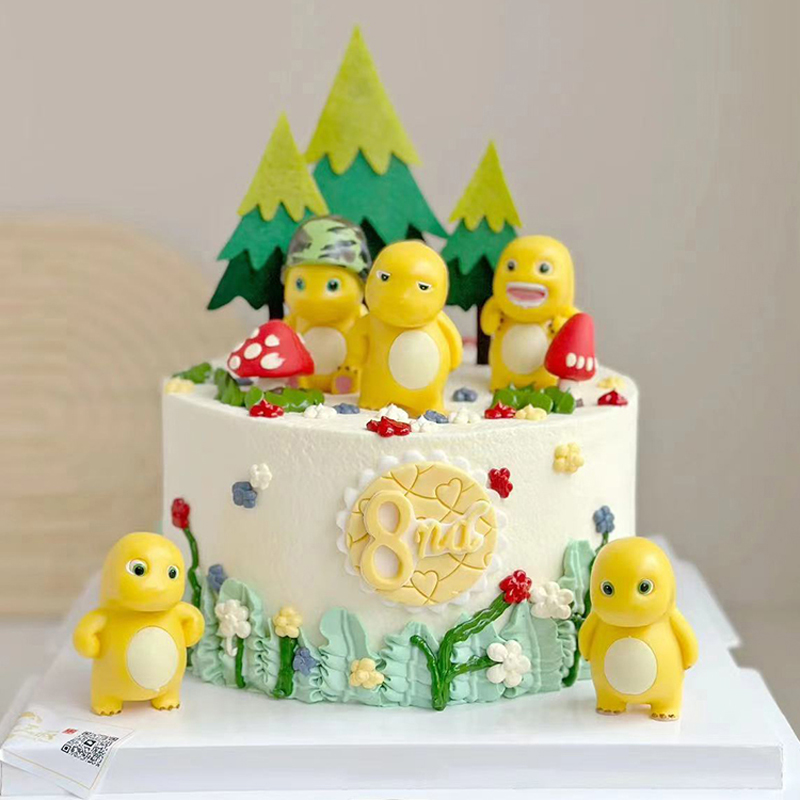 萌萌哒小奶龙生日蛋糕装饰摆件