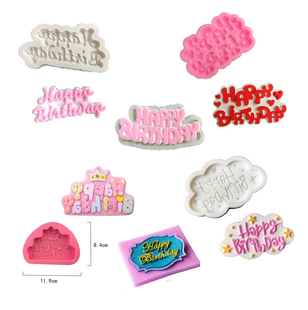 烘焙蛋糕装饰翻糖巧克力字牌英文生日快乐HAPPY BIRTHDAY硅胶模具