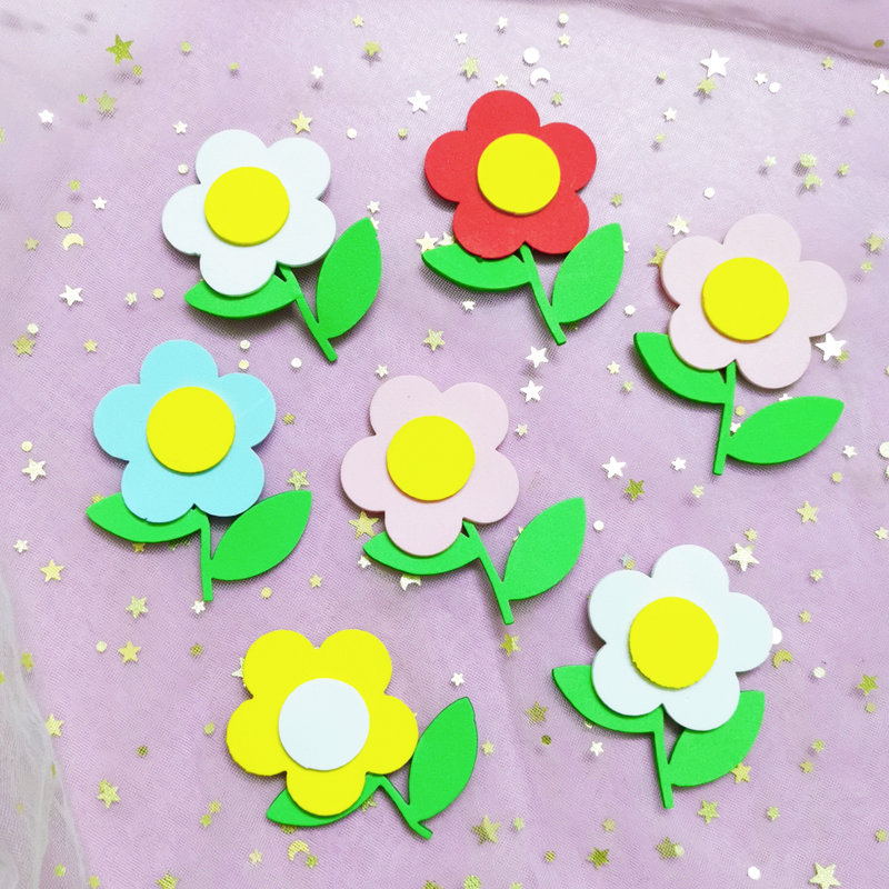 蛋糕装饰海绵EVA小花插件3支装