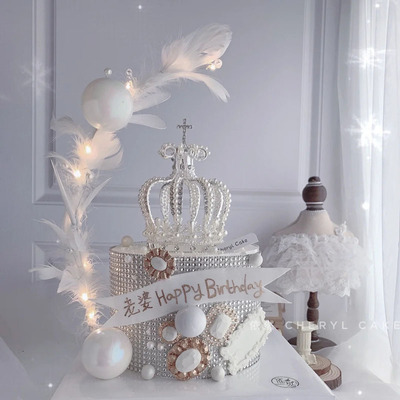女神生日蛋糕装饰奢华皇冠摆件