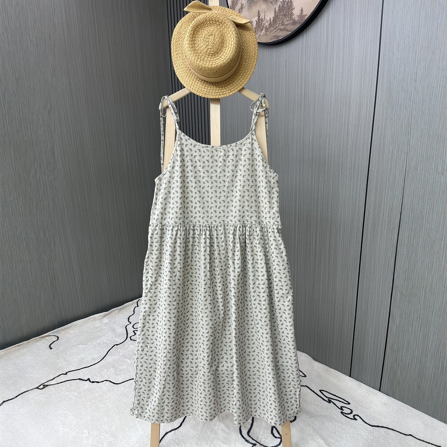 26春新森小碎花棉麻肩膀绑带叠穿背心吊带裙度假风文艺减龄连衣裙