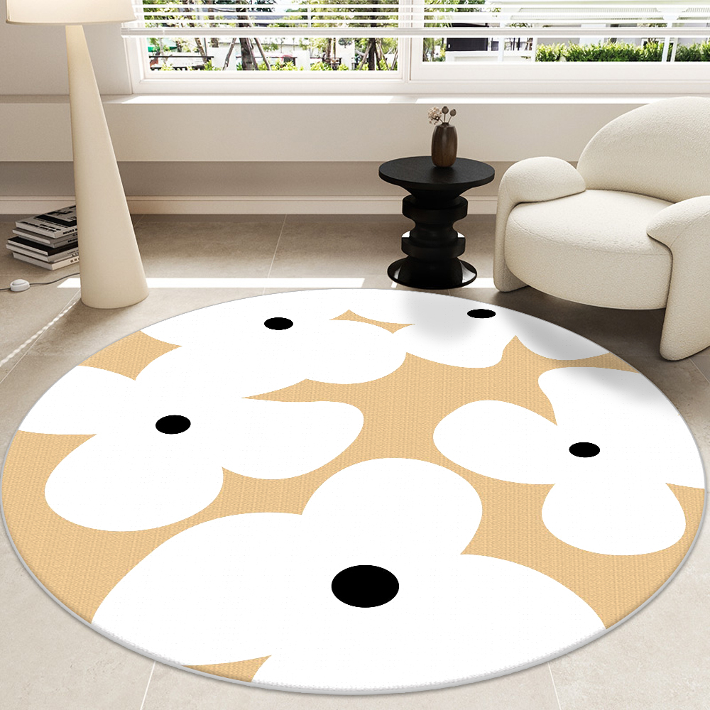 法式奶油圆形地毯防滑地垫
