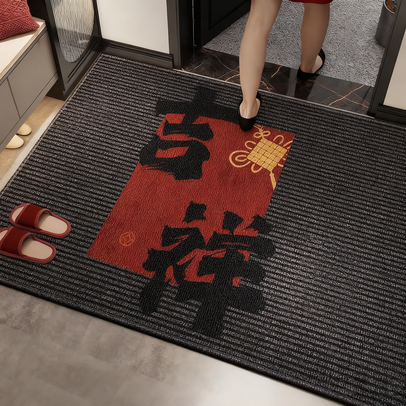 中式高端地垫进门门口入门脚垫入户门家用垫耐脏防滑玄关新款地毯