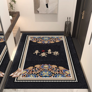 新中式进门脚垫子入户门高级感地垫新款门口家用玄关防滑地毯竖版
