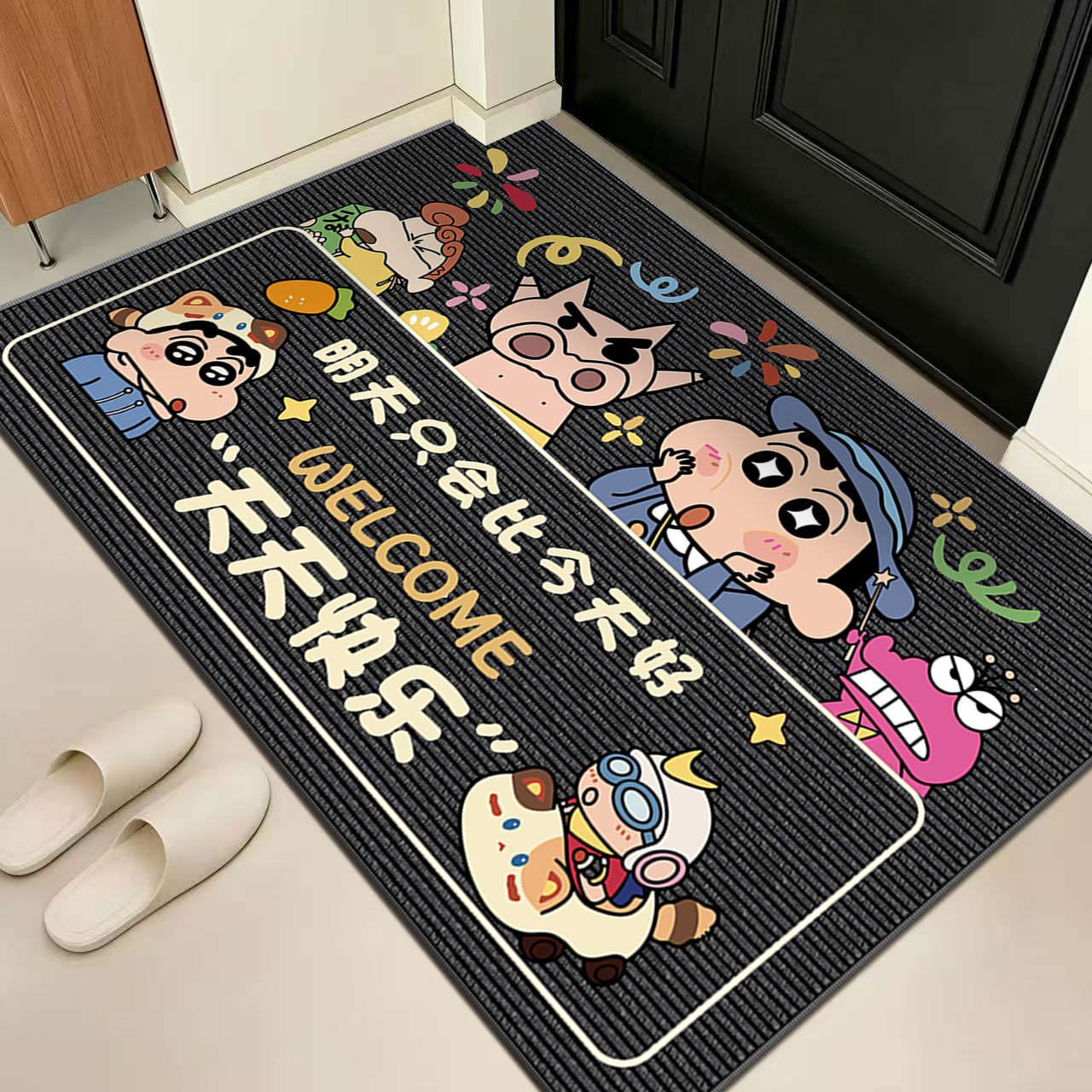 入户门地垫蜡笔小新地毯门口耐脏地垫家用新款地毯进门玄关脚垫子