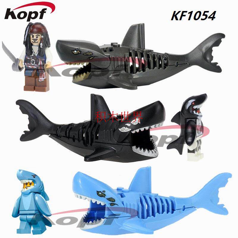 品高PG927加勒比海盗僵尸幽灵鲨鱼拼积木人仔儿童玩具袋装PG1042