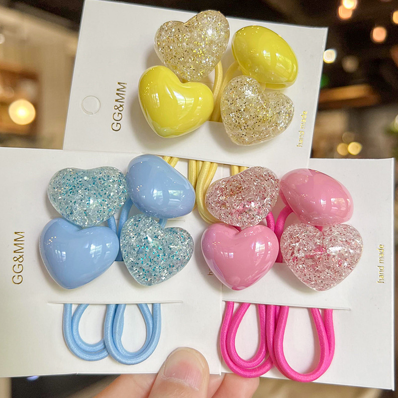 韩版彩色奶油糖豆爱心迷幻珠发绳儿童可爱发饰女生皮筋头绳头