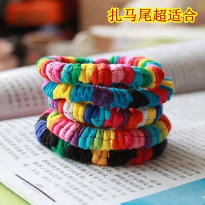 彩虹色皮筋儿童发饰成人发圈