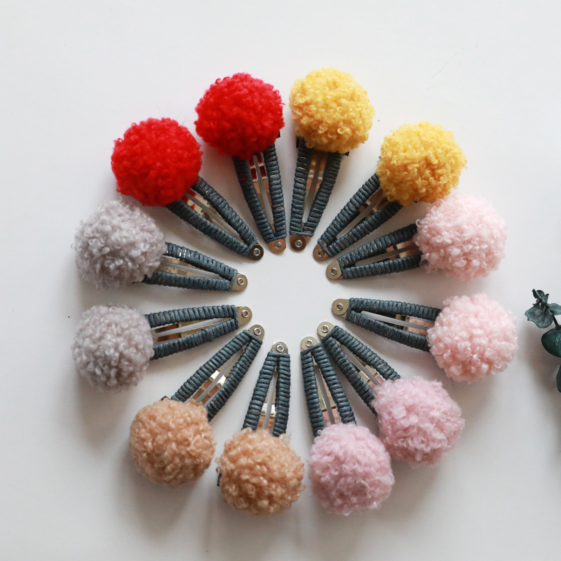 儿童发饰宝宝卷卷羊羔毛球球BB夹