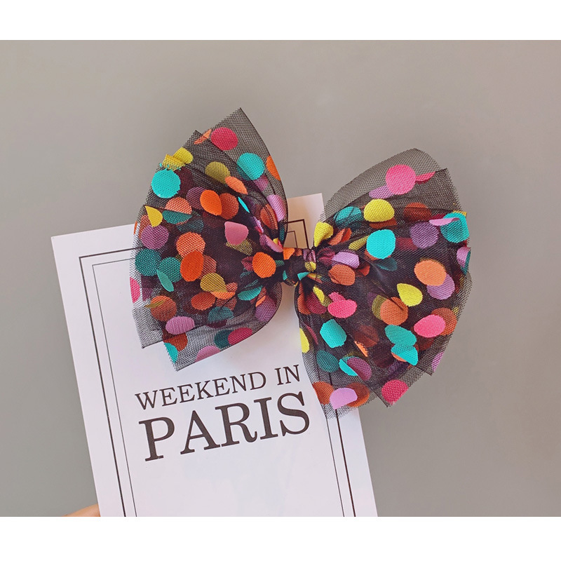 波点网纱公主风顶夹大蝴蝶结卡子