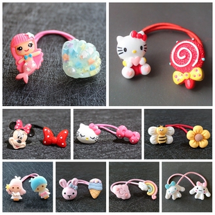 韩版头饰发绳皮筋卡通女童丸子扎头发饰品儿童发饰品双头发圈包邮