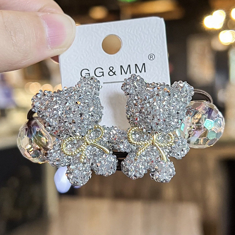 镶钻简约小熊发绳韩版儿童发饰卡通发圈蹦迪珠扎头绳高弹皮筋