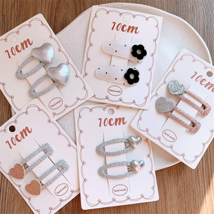 复古黑白波点花朵bb夹儿童爱心掰掰夹碎发刘海夹侧边发卡发饰品