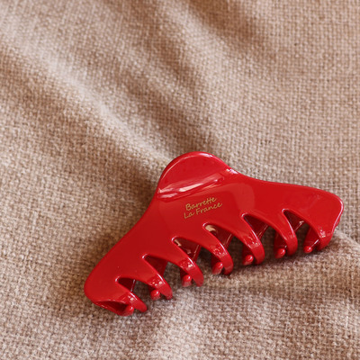 新年新色正红醋酸金标盘发抓夹