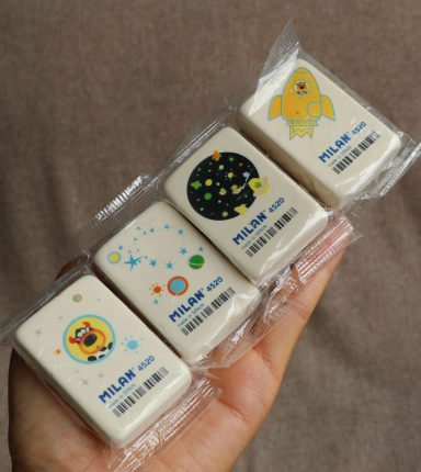 西班牙进口彩色印花米兰milan 大块橡皮宇宙恒星飞船款