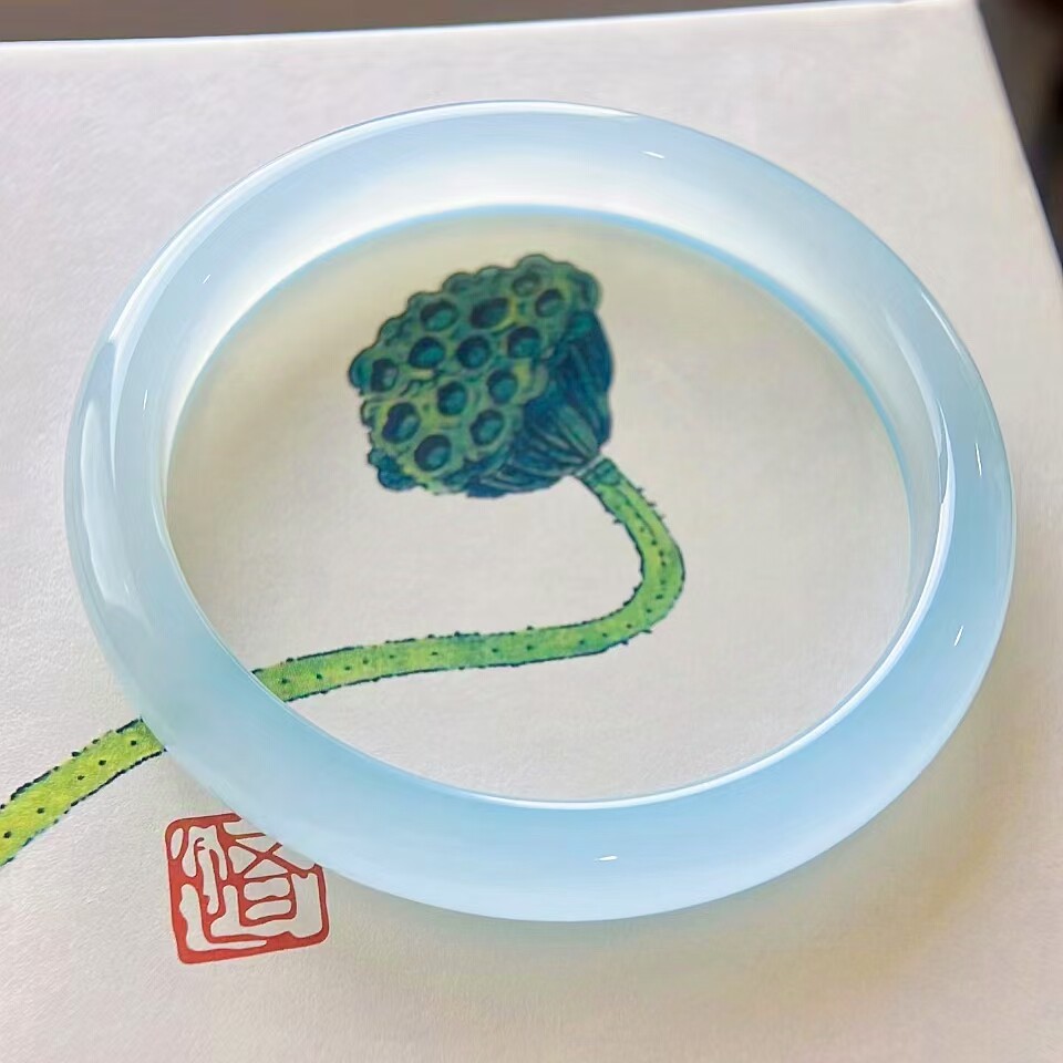 天空蓝手镯玛瑙玉髓国风首饰