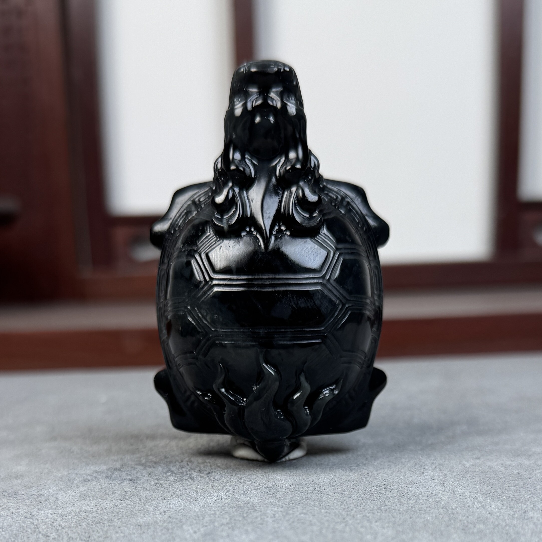 龙子霸下赑屃天然和田玉青花手把件摆件玄武龙龟镇纸茶宠国风礼物