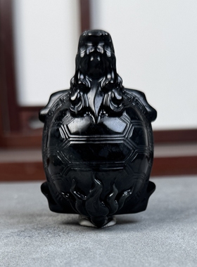 龙子霸下赑屃天然和田玉青花手把件摆件玄武龙龟镇纸茶宠国风礼物