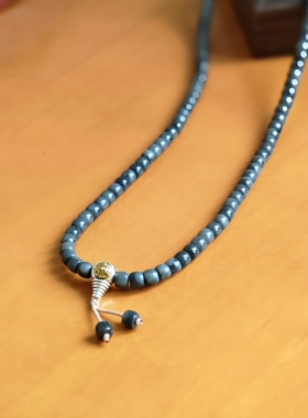 国风108直切珠和田玉青花手串毛衣链项链老型珠桶珠苹果珠手链礼