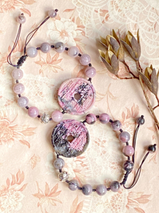 天然蔷薇辉石雕刻 山鬼花钱S925纯银莲花珠手编 手链手串